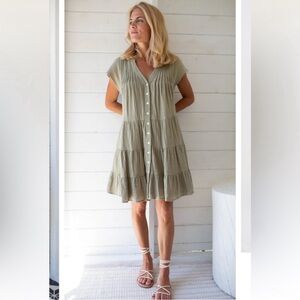 Marea Mackenzie Gauze Mini Dress in Succulent Size XS